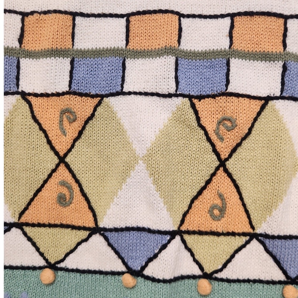 Tony Lambert Design Short Sleeve Sweater Women Medium Multicolor NWT Vintage - Picture 8 of 9